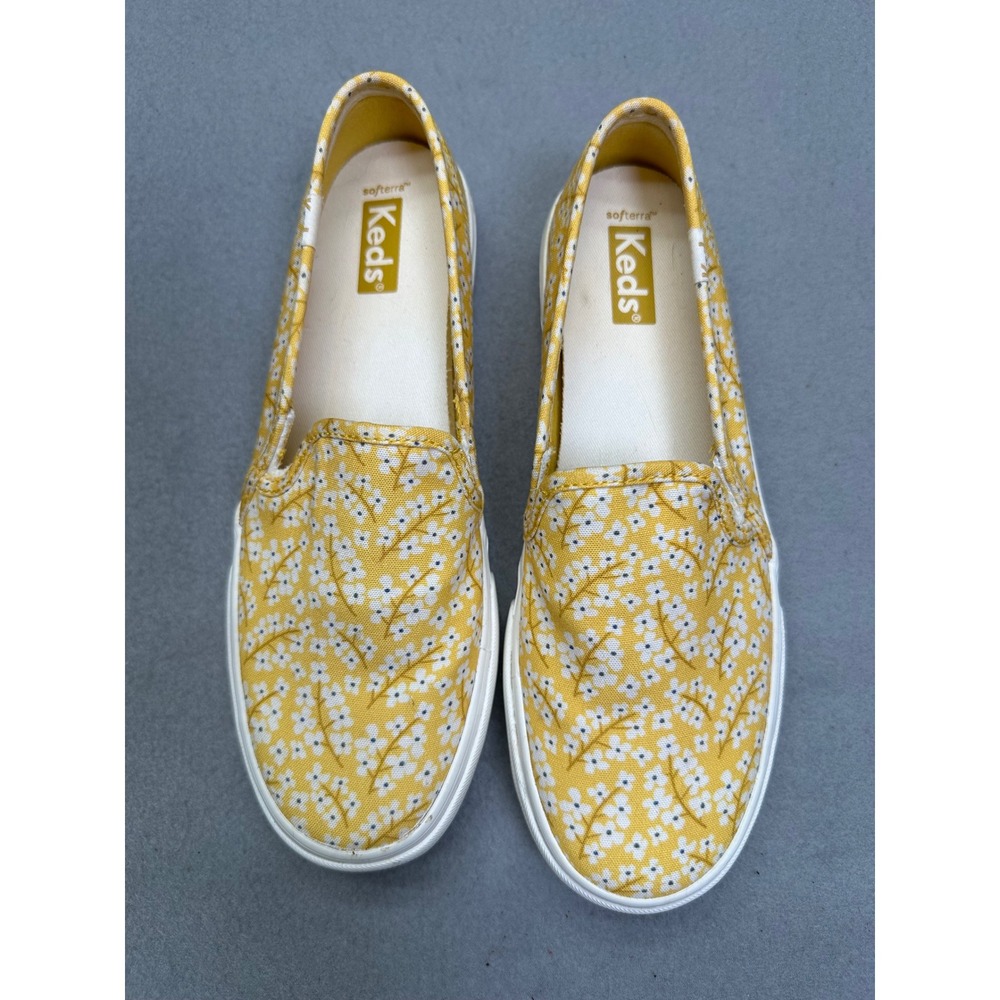 Keds Double Decker Summer Yellow Ditsy Floral Slip On Sneakers Flat Softerra 6.5